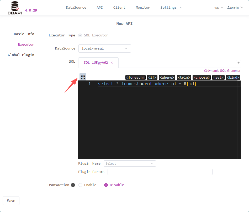 SQL Debugging Button